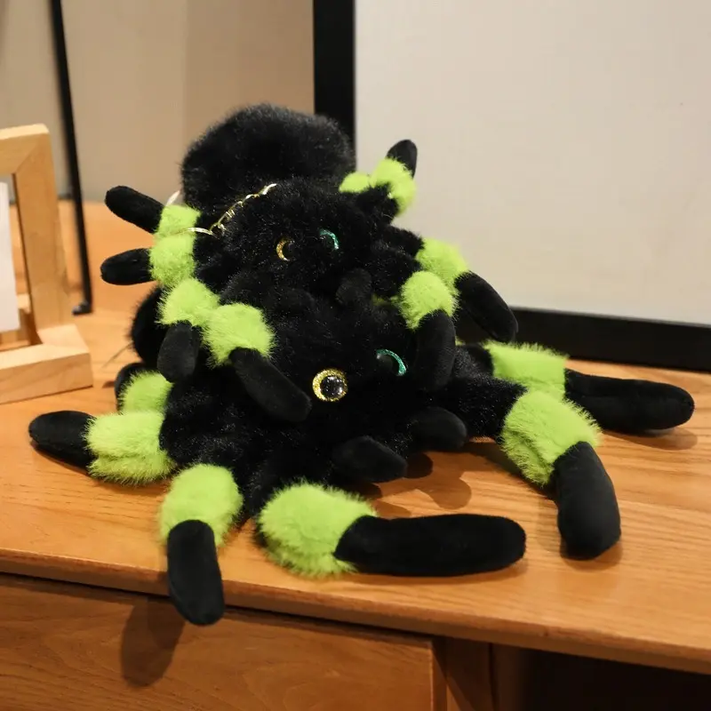 Tarantula Spider Plush Toy, Furry Spider Stuffed Doll, Black Gray Limbs Cartoon Spider Decor Gift For Kids Birthday Halloween Cross-Border Wholesale