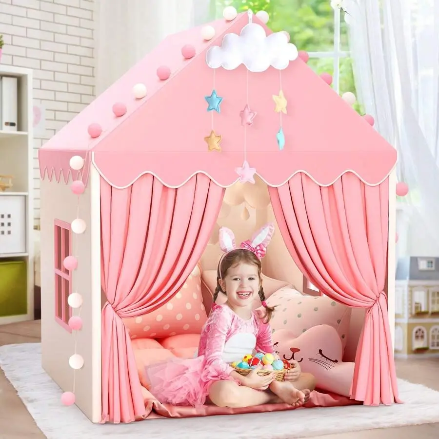 Indoor Princess Castle Design Toy House, Playhouse, 1 Set Small Tent Play House, Doll House, Pretend Play House for Boys & Girls, No Decorations Included