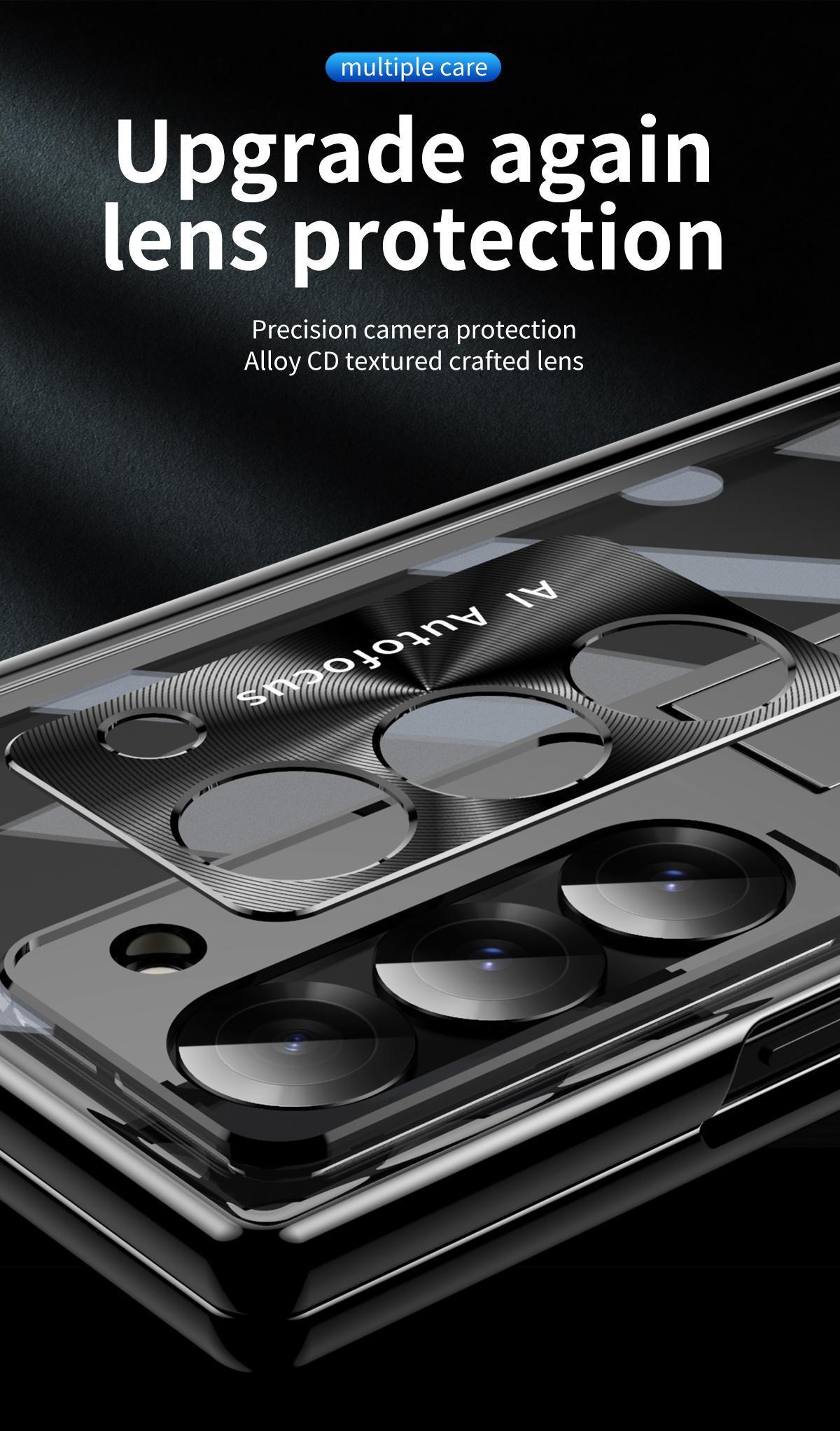 Premium Luxury Transparent Electroplated Case for Samsung Galaxy Z Fold 7/6/5/4/3, Built-in Screen Protector & Magnetic Hinge Protective Cover