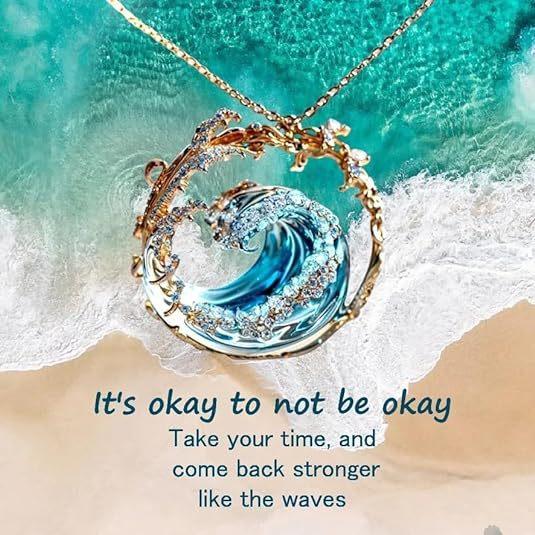 New adjustable ocean wave necklace/ring/earrings, summer ocean theme, gift for ladies and girls