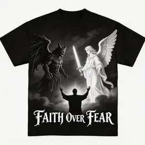 Graphic Tee Unisex Oversized Cotton White Daily Casual Streetwear All Season Back Print Vintage Jesus Hand Bible Verse Design