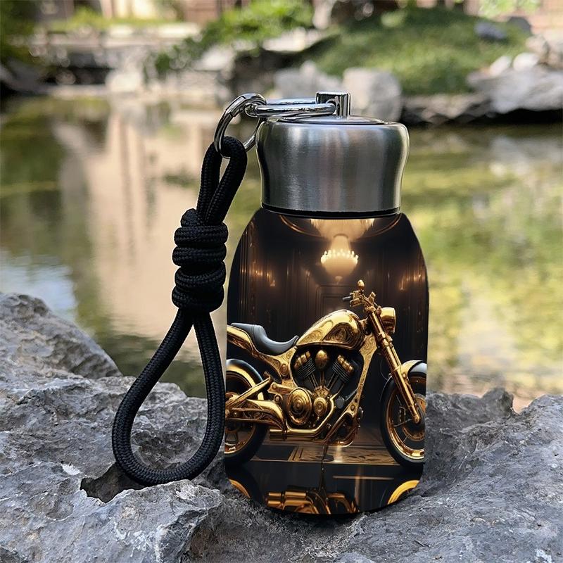 1pc 10.5oz Stainless Steel Tumbler - Leak-Proof, Insulated, Reusable, Hand Wash Only, Chic & Practical, Golden Cruiser Majesty Art Design, Perfect for Office, Camping & Holidays, Ideal Holiday Gift, Durable Drinkware, Office Essentials