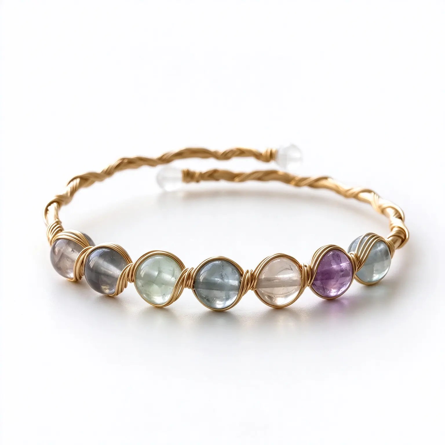 Wire Wrapped Fluorite Bracelet, Wire Wrapped Beaded Bracelet With 5mm Natural Stone Beads, Boho Minimalist Jewelry, Daily Wear Accessory, Ideal Gift For Her, Mother’s Day & Birthday Present
