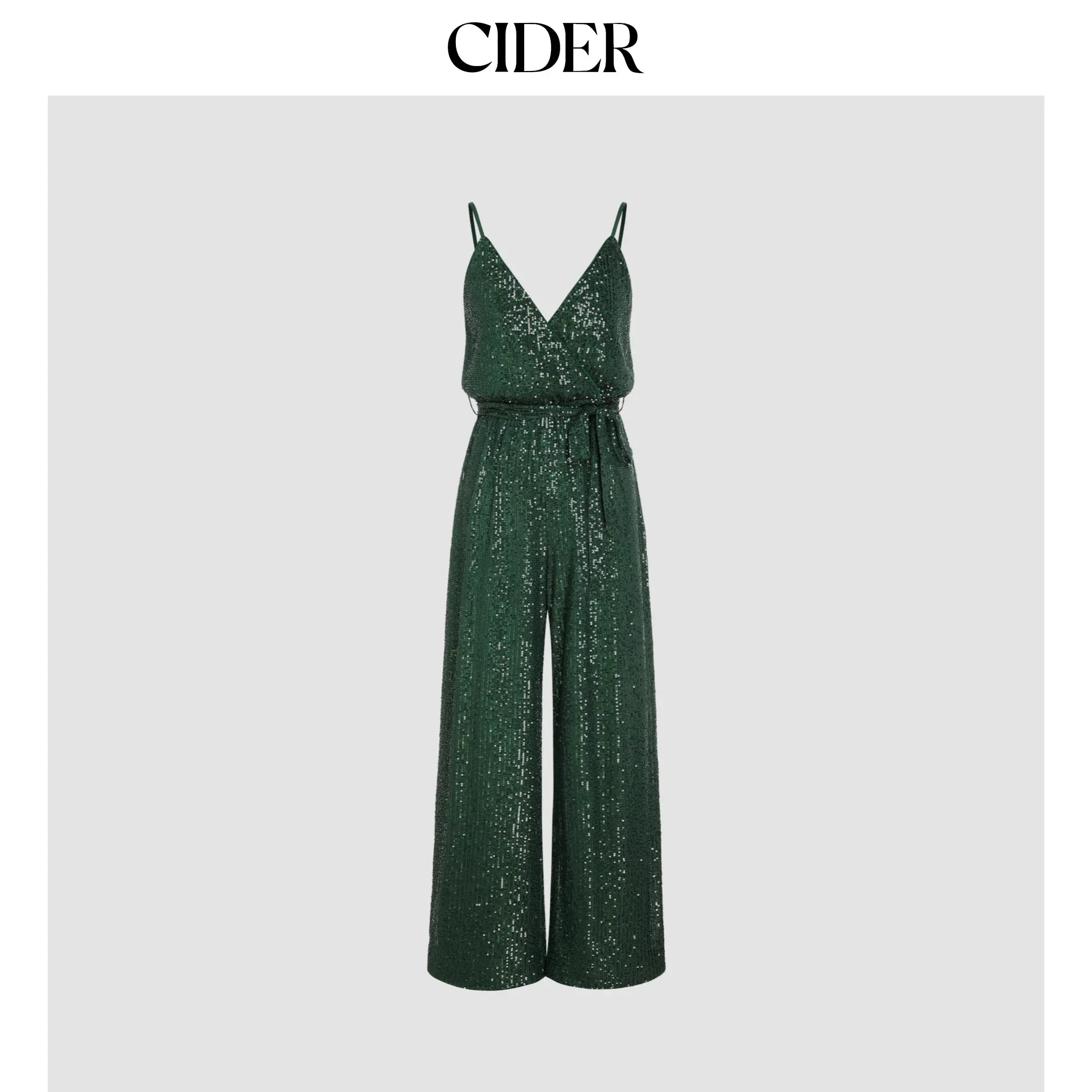 Cider Women's Sequin V-neck Solid Belted Wide Leg Jumpsuit (Sizes 2-26) Cider Women's Sequin V-neck Solid Belted Wide Leg Jumpsuit (Sizes 2-26)