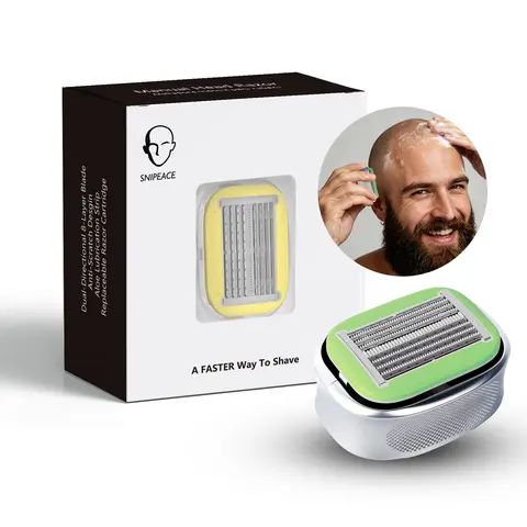 SNIPEACE Manual Bald Head Razor for Men - 8-Layer Dual Directional Blade, Back-and-Forth head shaving, Aloe Glide Strip, Anti-Scratch Comb, Anti-Bump, Replaceable Blades, Sensitive Skin Friendly, Compact Travel Storage, Smooth Shaves for Home & Gym Use