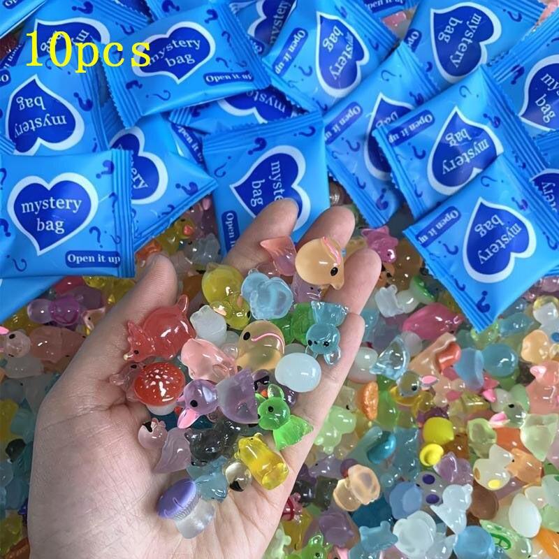 10pcs/30pcs Surprise Resin Blind Bags, Mini Resin Animals, Glow-In-The-Dark Resin Animal Ornaments, Creative, Decorative Decorations, Miniature Landscape Decorations