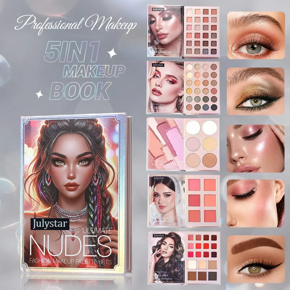 Makeup Book Palette, Long-Lasting High Pigment Eyeshadow, Book Style Cosmetic Set, Matte & Shimmer Series, Waterproof Full Effect Beauty Kit