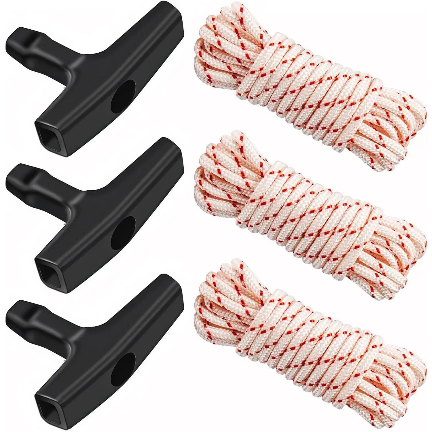 3 Pack, 10 ft x 9/64" (3.5mm) Pull Cord Rope with Handle,  Starter Rope with High Tensile Strength,  Pull Cord  for Lawn Mower, Generator, , and Small Engine