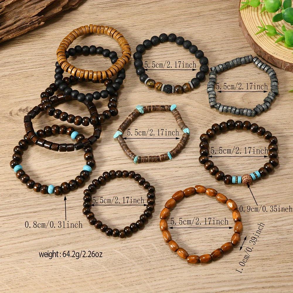 Random 36/41/72 Pcs Vintage Bohemian Style Beaded Bracelets Set - Handmade with Elastic String, Coconut Shell & Wooden Beads, Stylish Women's Retro Jewelry, Perfect for Daily Wear & Holiday Gifting