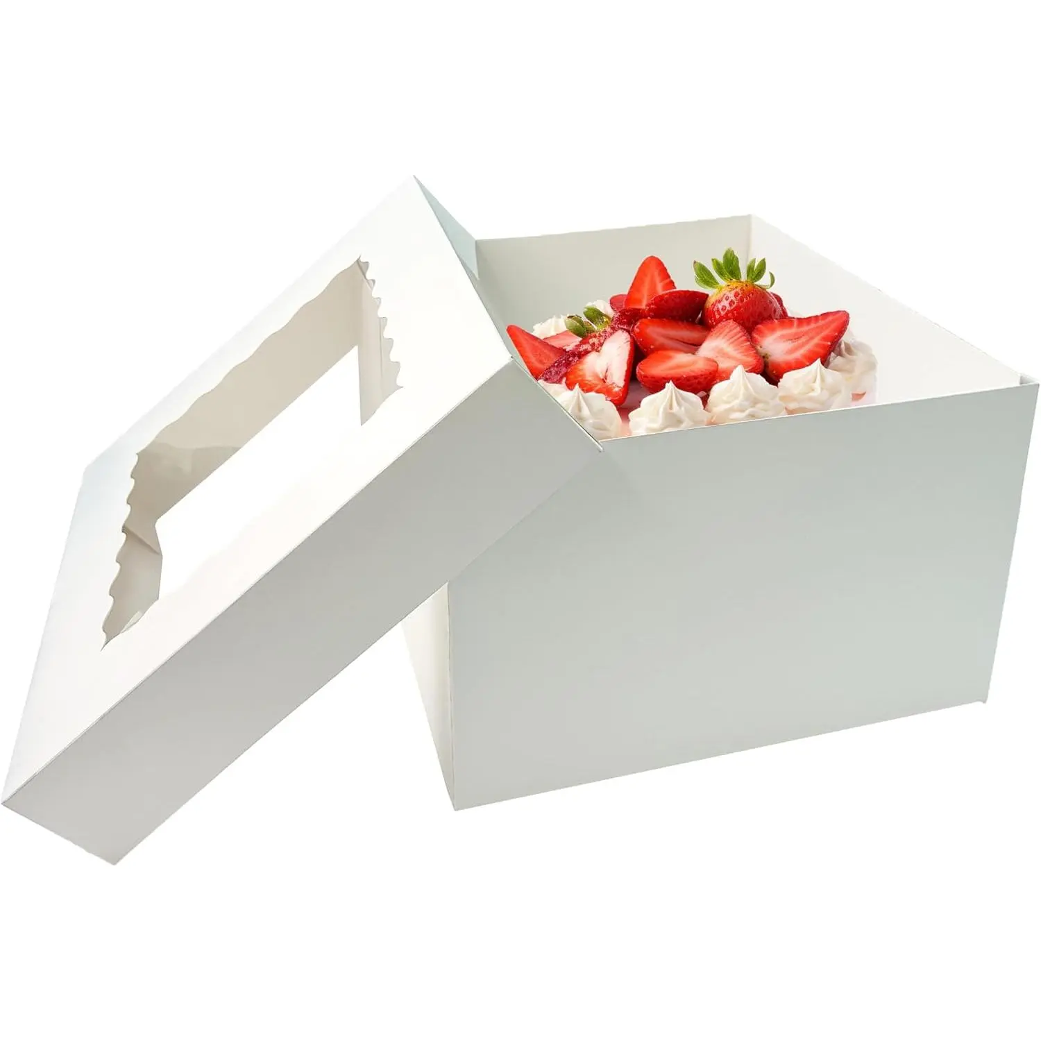 15 count Cake Boxes,12x12x8 Inches White Bakery Boxes with Window,Tall Dessert Boxes,Cookie Boxes for Multi-Layer Cakes,Cake Containers for Birthday,Party,Valentine’s Day by GBF