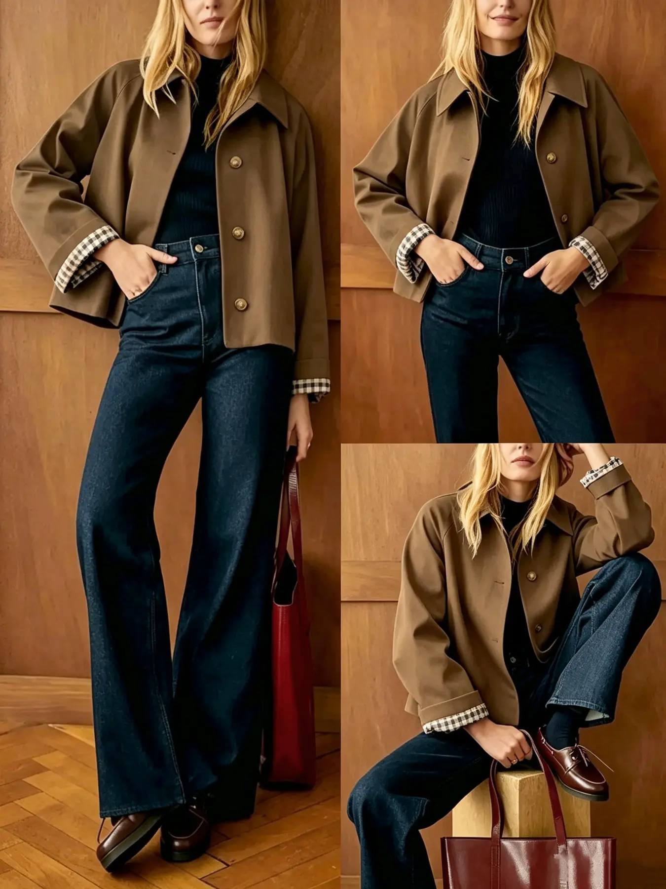 A women's fashionable and simple retro style short loose and versatile Casual jacket, suitable for autumn and winter, suitable for commuting, afternoon tea, holiday travel, street photography check-in, parties, and business trips.
