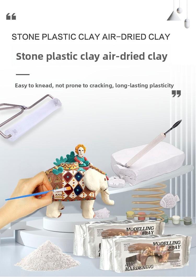 Stone-Plastic Clay Set: Shell-Shaped Ornaments, No-Bake Air-Dry Clay, DIY Modeling Kit, Tools, Pottery and Sculpture Clay