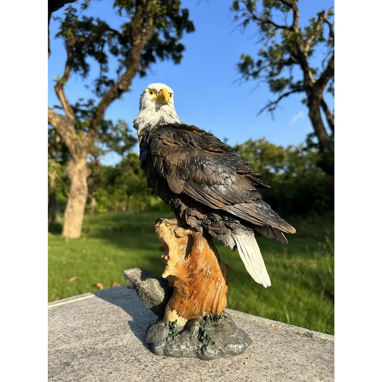 Majestic Eagle Decor Statue,Eagle Yard Decor Sculpture,Animal Statue Indoor/Outdoor Desk Decor for Home,Animal Figurine Ornament,Art for Desk,Garden Lawn Ornament,Perfect for Room,Office Table