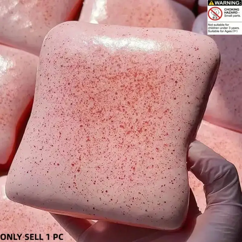 Mochi Squishy Cube Slow Rising Stress Relief Fidget Toy - Soft Realistic Strawberry Desk Sensory Toy for Adults Anxiety Relief