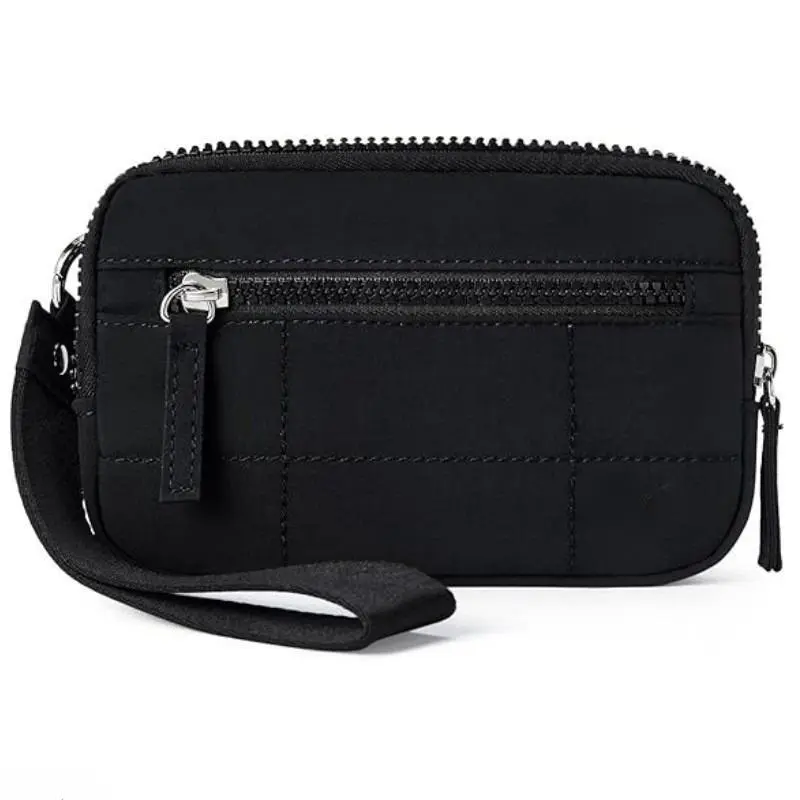 Women's Quilted Nylon Wristlet Wallet, Compact Phone Bag and Card Holder with a Detachable Strap for Daily Use, Nylon Fabric, Compact Shape, Quilted Look, Chic