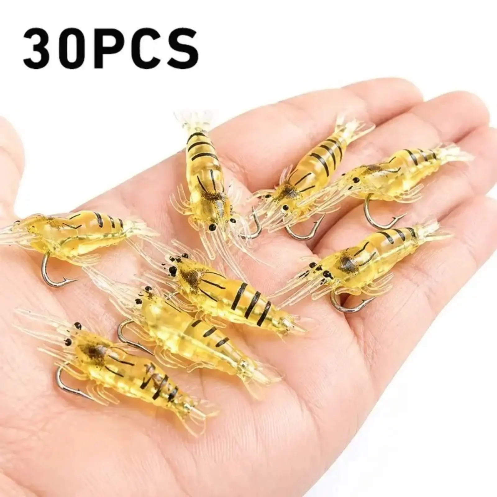 30/60/90Pcs Realistic Shrimp Soft Lure, Bionic Imitation Shrimp Bait, fishing bait lures girlFlexible Soft Plastic Fishing Lures, High Fish Attraction Tackle, Durable Artificial Baits for Freshwater Saltwater Outdoor Angling