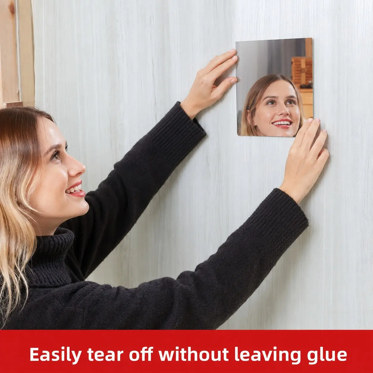 Self Adhesive Mirror Sheet, Flexible Acrylic Mirror Sticker, Non-Glass Sticky Mirror Tile, Wall Mountable for Home Decor