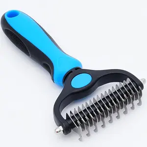 Pet Dematting Undercoat Rake for Long-Haired Dogs & Cats, Double-Sided Grooming Comb for Loose Fur and Light Tangles, Routine Pet Coat Care Tool, Results May Vary by Coat Type