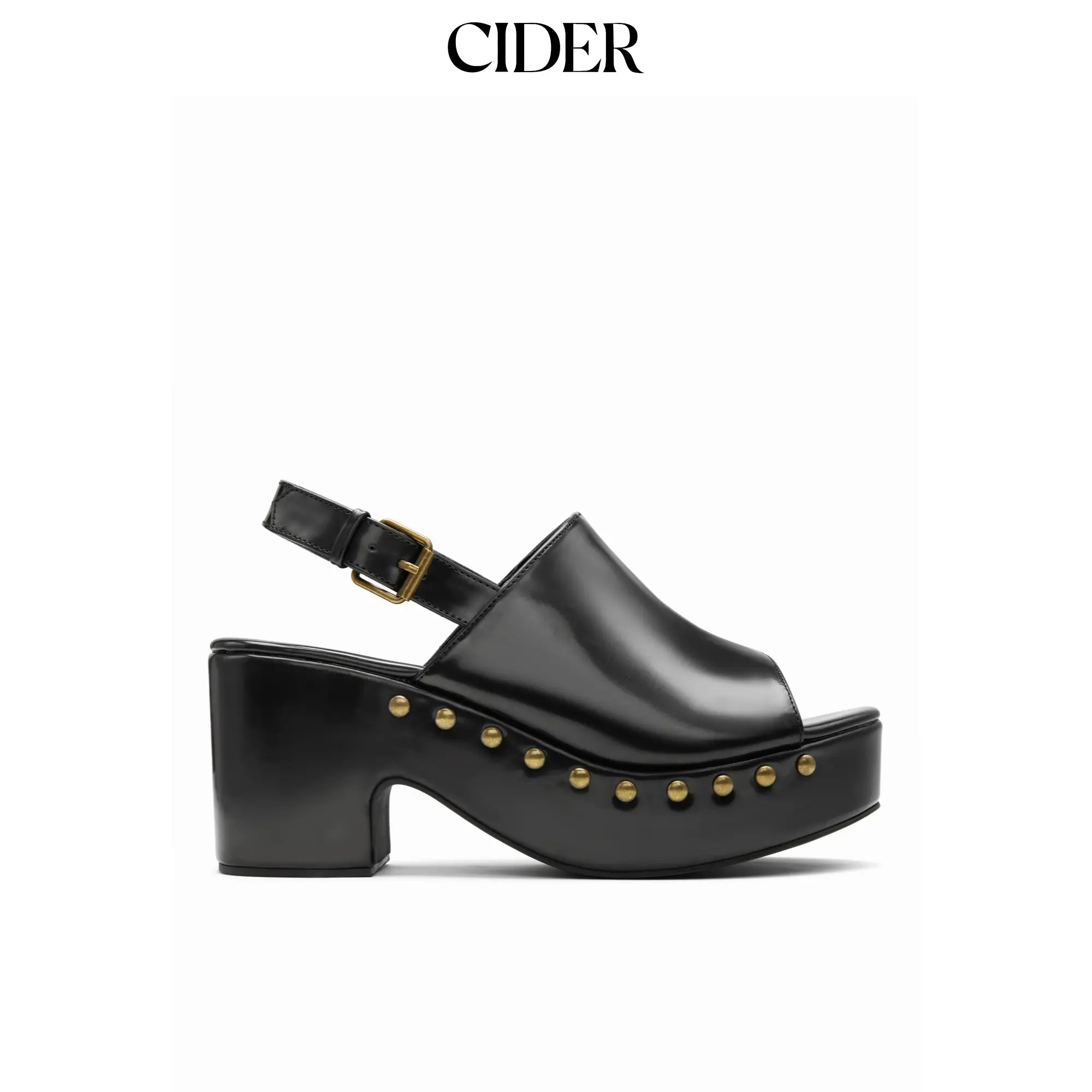 Cider BUCKLE STUDDED PLATFORM MULE SANDALS