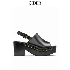 Cider BUCKLE STUDDED PLATFORM MULE SANDALS