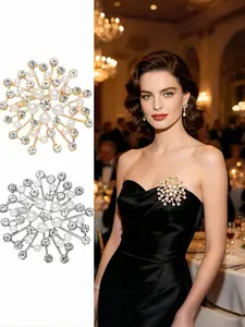 Elegant Pearl Rhinestone Snowflake Brooch, Women's Corsage Pin, Wedding Party Office Accessory, All Seasons Fashion