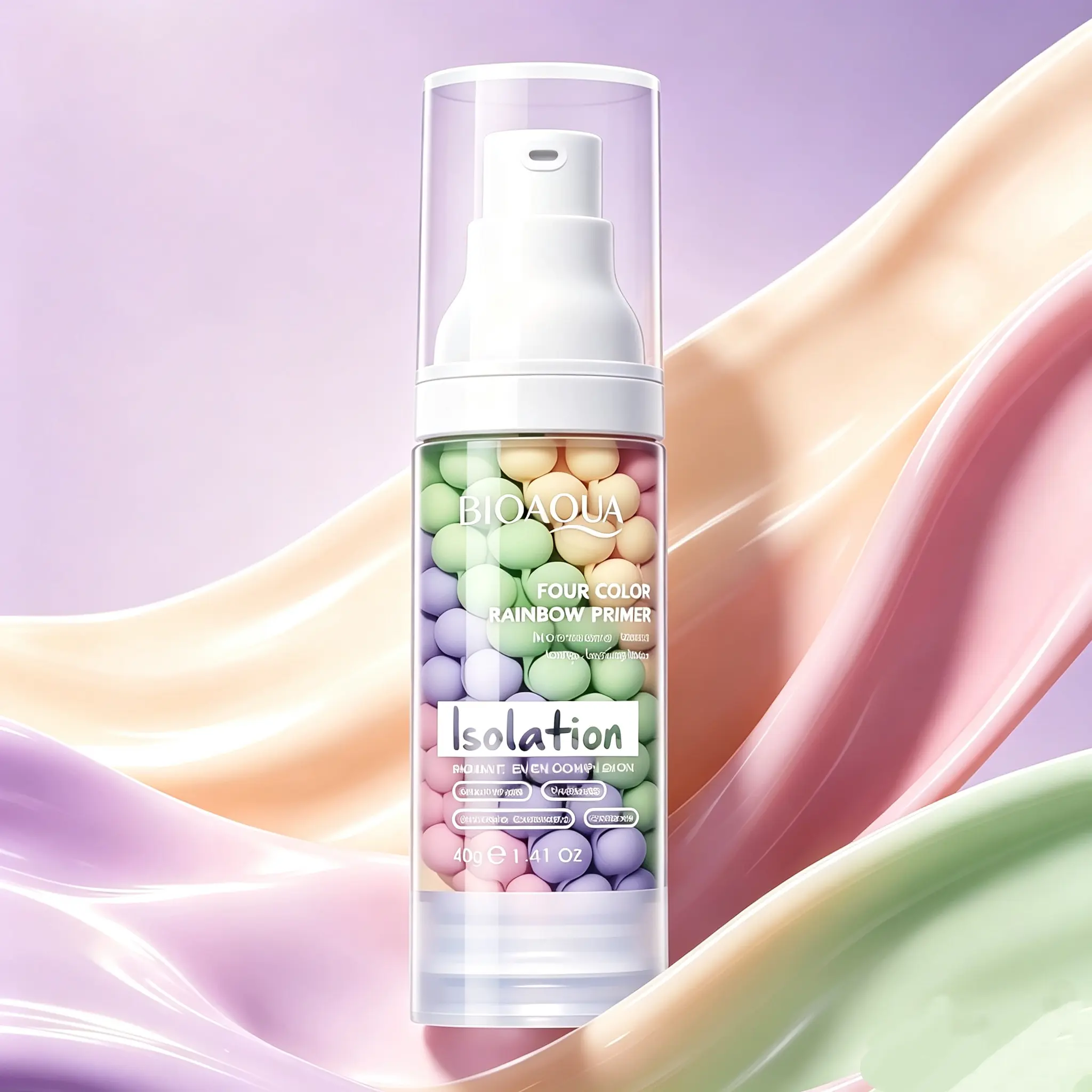4 IN 1 Color Macaron Rainbow Primer, Hydrating Formula, Brightening Concealer, Invisible Pores, Foundation Base, Suitable for All Skin Types