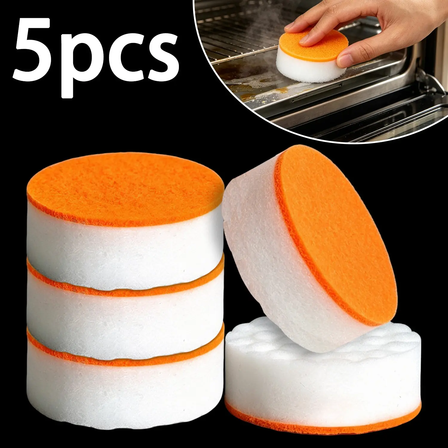 Double-Sided Round Sponge Cleaning Block, Reusable Nano Sponge Pad, Durable Two-Use Sponge Eraser, Multipurpose Kitchen Sponges, Kitchen Clean, Shoe Polish, Ceramic Craft Cleaner
