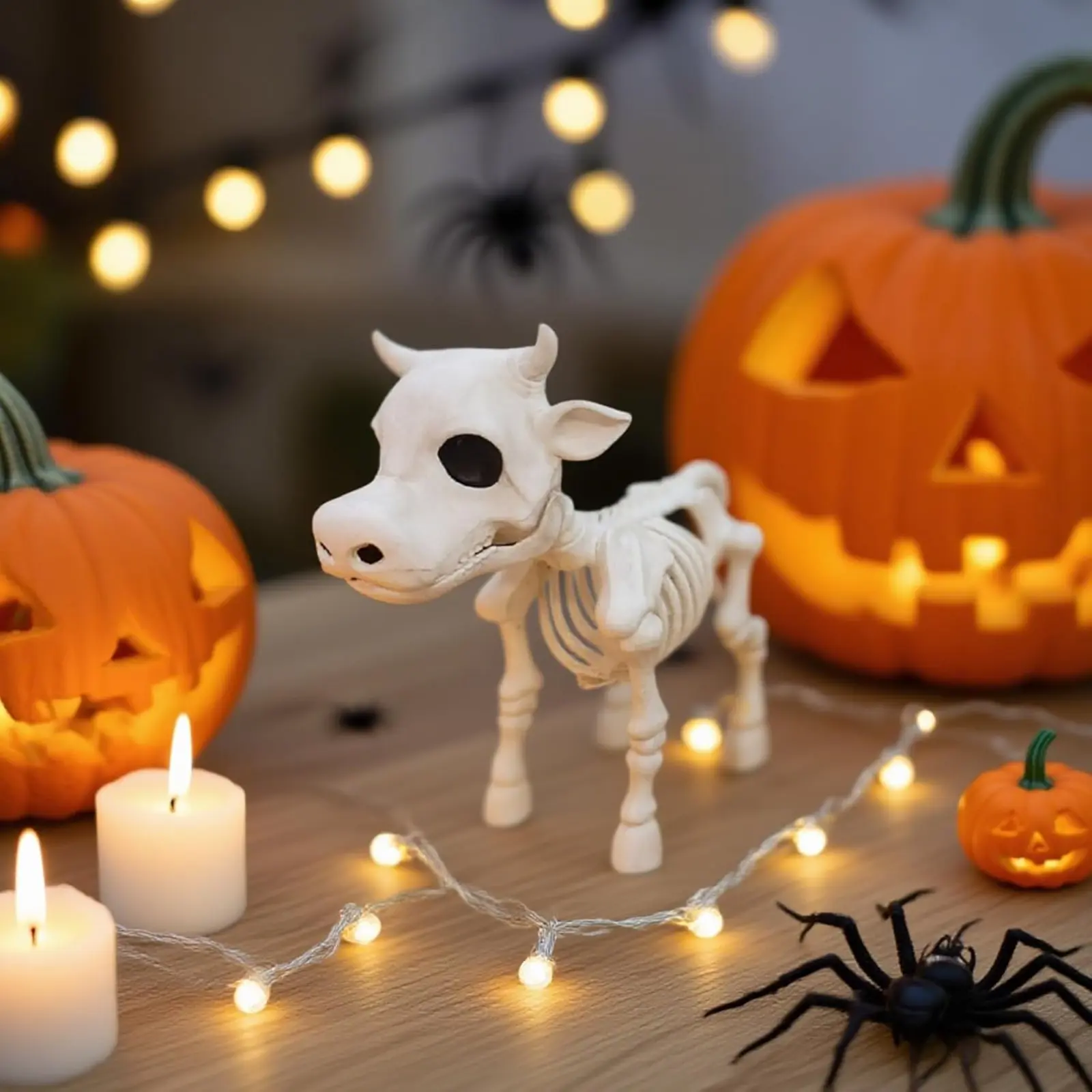 Halloween Cow Horse Skeleton Decorations, Creepy Halloween Animal Skeleton, Resin Pet Skeletons Decor for Outdoor Indoor Haunted House Home Party, Festive Home Decoration