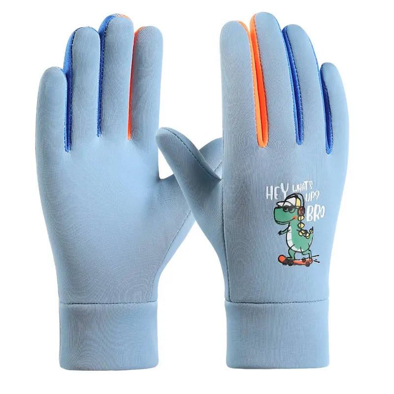 Winter Gloves for Boys and Girls, Thickened Fleece Outdoor Hiking Gloves, Elastic Composite Fabric, Ages 3-13, Skiing and Cycling