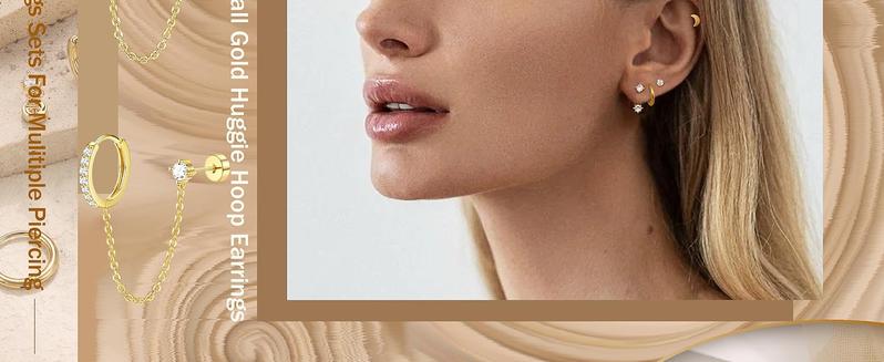 Florideco Small Gold Earrings for Women Hypoallergenic 20G Surgical Stainless Steel Flat Back Stud Earrings Dainty Stackable Earring Stacks Hoop Cartilage Earring Sets for Multiple Piercing