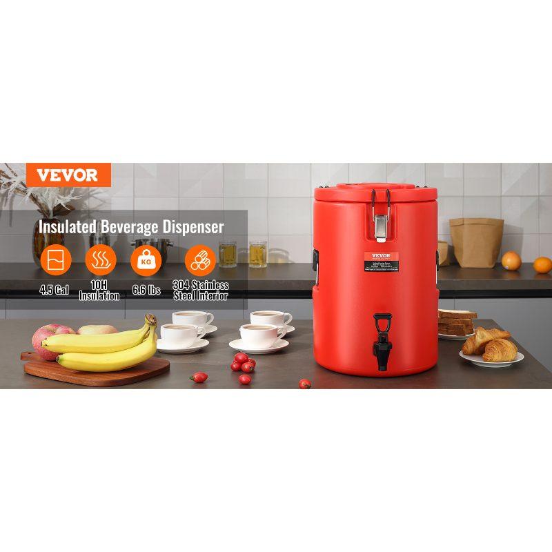 VEVOR Stainless Steel Insulated Beverage Dispenser, 4.5 Gallon 17.2 Liter, Thermal Hot and Cold Drink Server Dispenser with Spigot Handle, Food-grade for Hot Tea Coffee Water Restaurant Drink Shop VEVOR Stainless Steel Insulated Beverage Dispenser, 4.5 Gallon 17.2 Liter, Thermal Hot and Cold Drink Server Dispenser with Spigot Handle, Food-grade for Hot Tea Coffee Water Restaurant Drink Shop