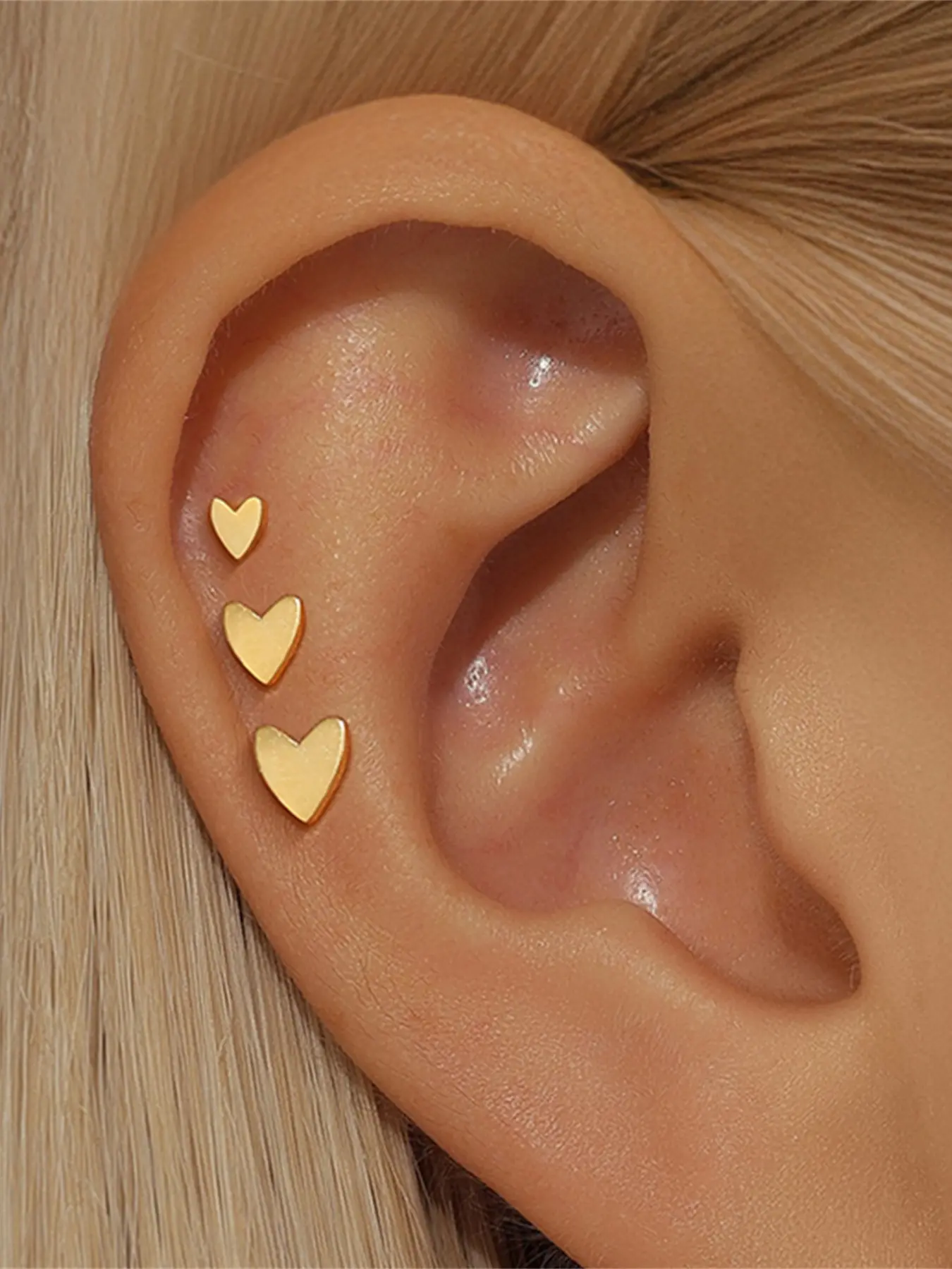 3Pcs 925 Sterling Silver Cute Heart Stud Earrings Hypoallergenic Cartilage Helix Tragus Lobe Piercing Jewelry Suitable For Women For Daily, Dates, Vacation, Wedding, Party, Holiday Gift, Heart Shaped Earrings