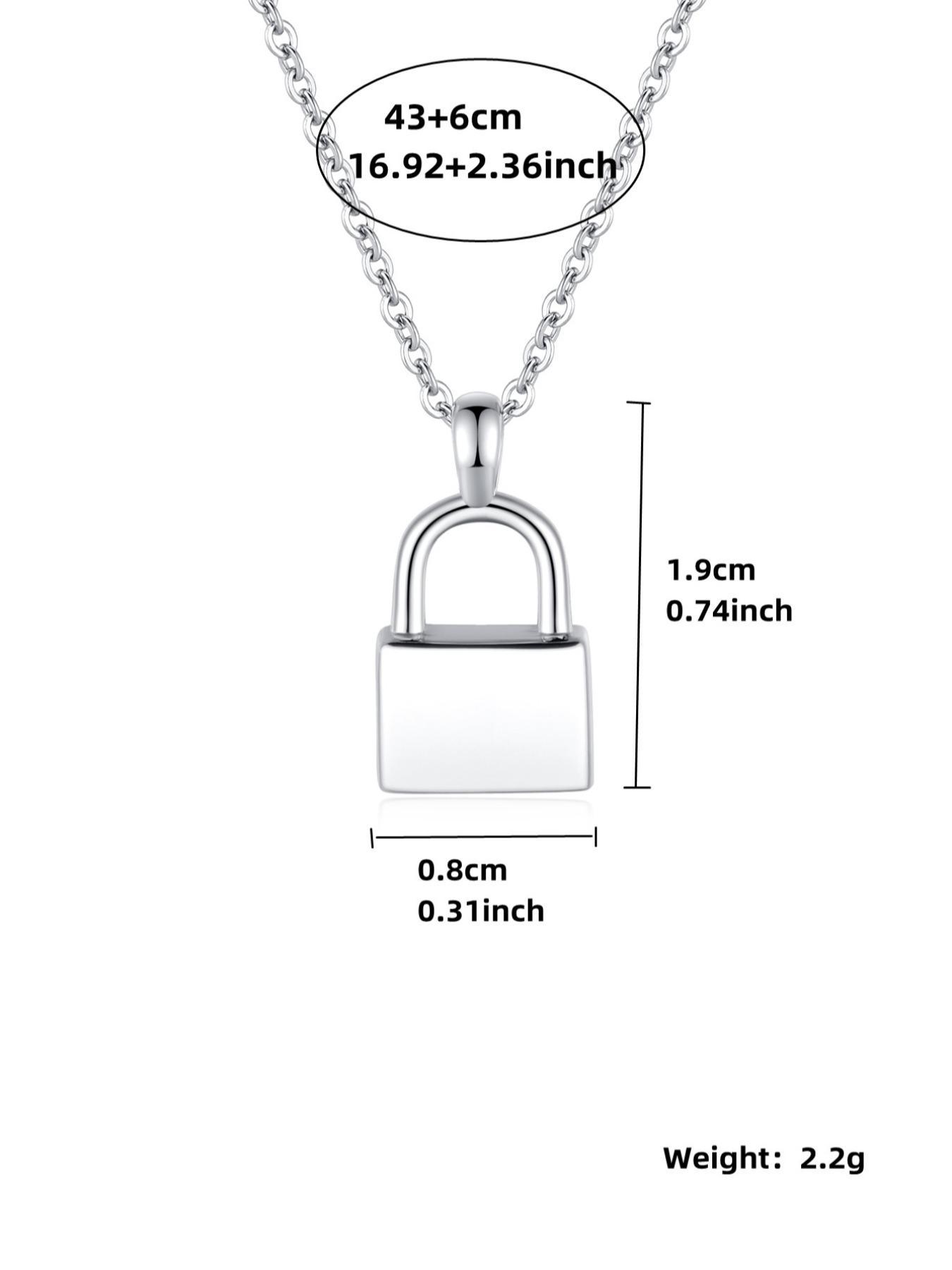 S925 Sterling Silver Minimalist Lock Design Pendant Necklace, Street Trendy Charm Necklace, Fashion All-match Jewelry for Women & Men As Gift with Box, Trendy Charms Necklace