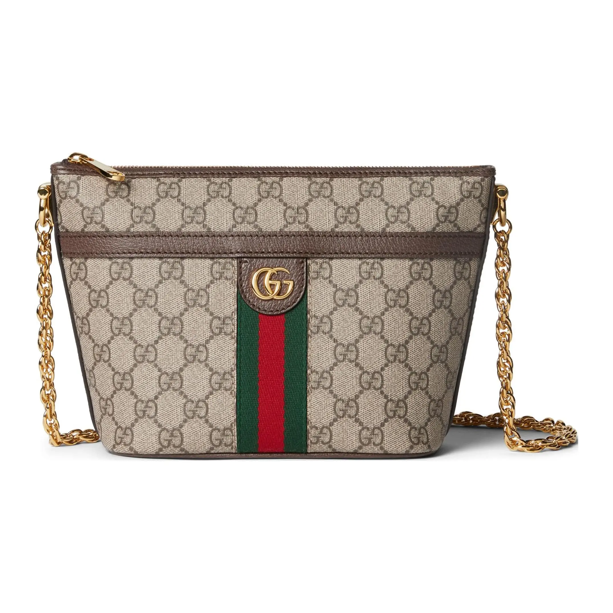 Gucci Ophidia Mini Crossbody Bag for Women – Canvas and Leather with Double G Logo, Beige and Ebony