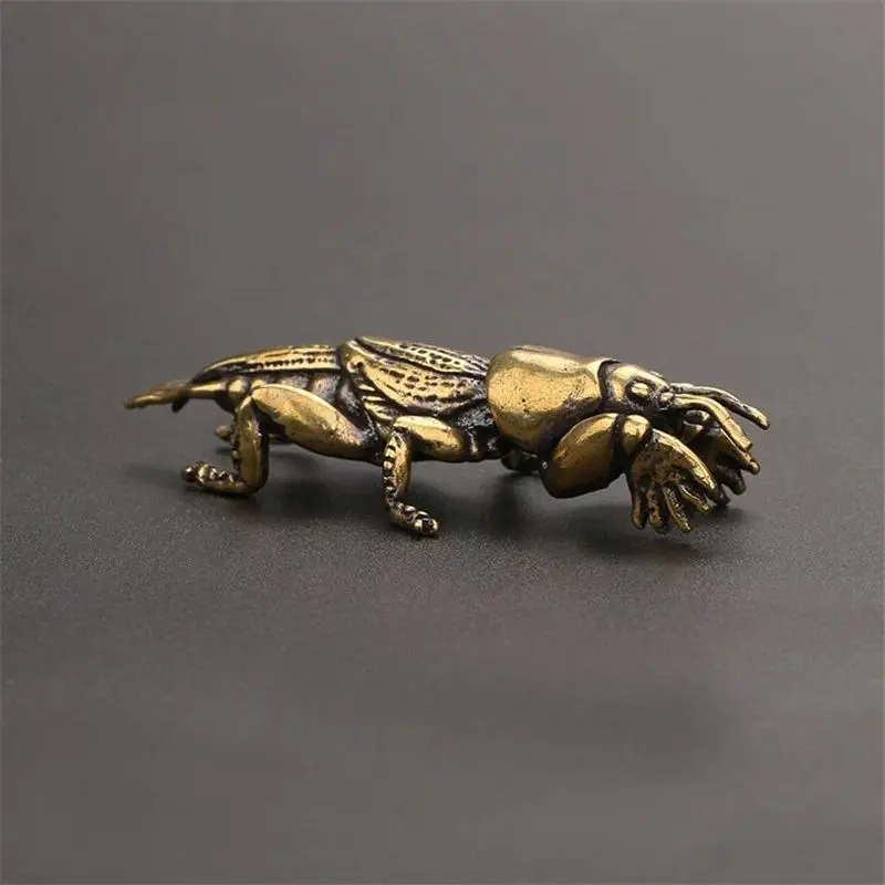 Small-Scale 1-Piece Pure Copper Antique Insect-Shape Field Cricket Figurine - Mini Metal Tea Pet Ornament, Desk Decor Collectible for Home Supplies, Party Gifts