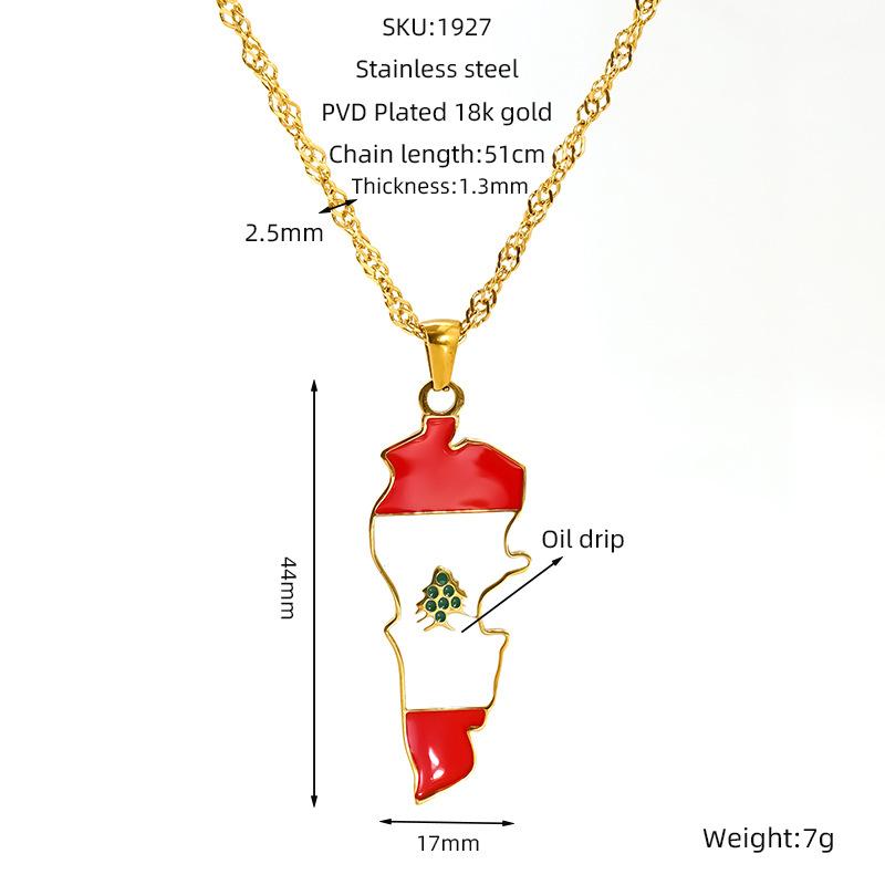 Various Countries Map Pendant Necklace Jewelry, Stainless Steel Necklace