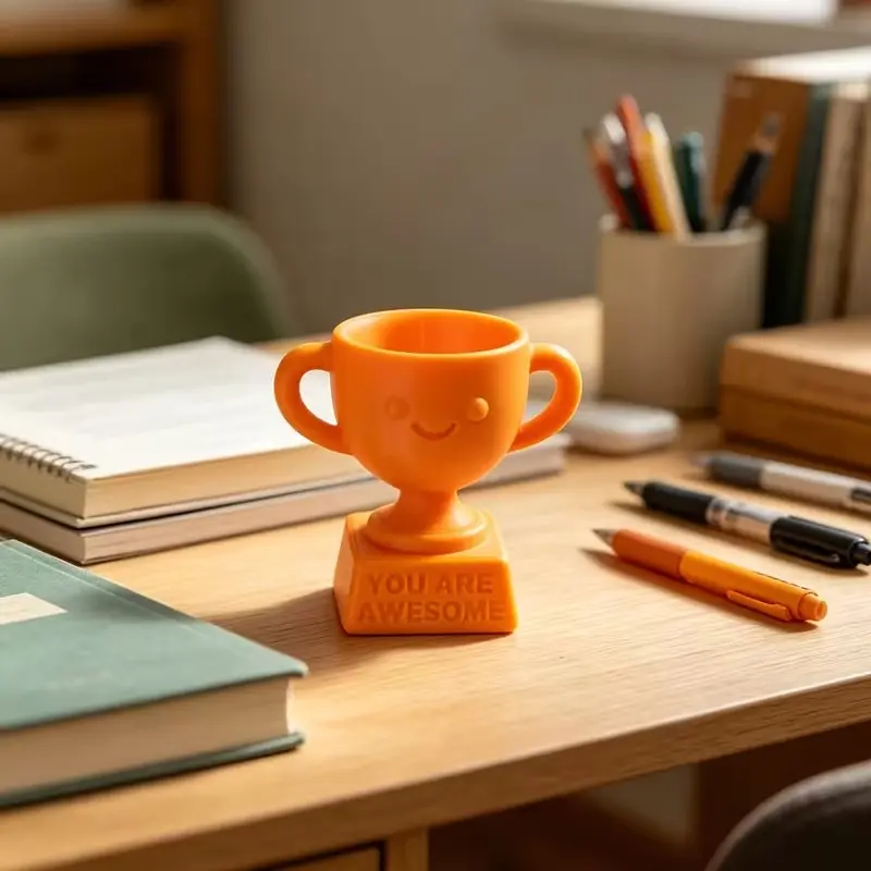Mini Cute Smile Award Trophy, 'you're Great' Novelty Gift, Collectible Statue for Desk, Office, Positive Encouragement