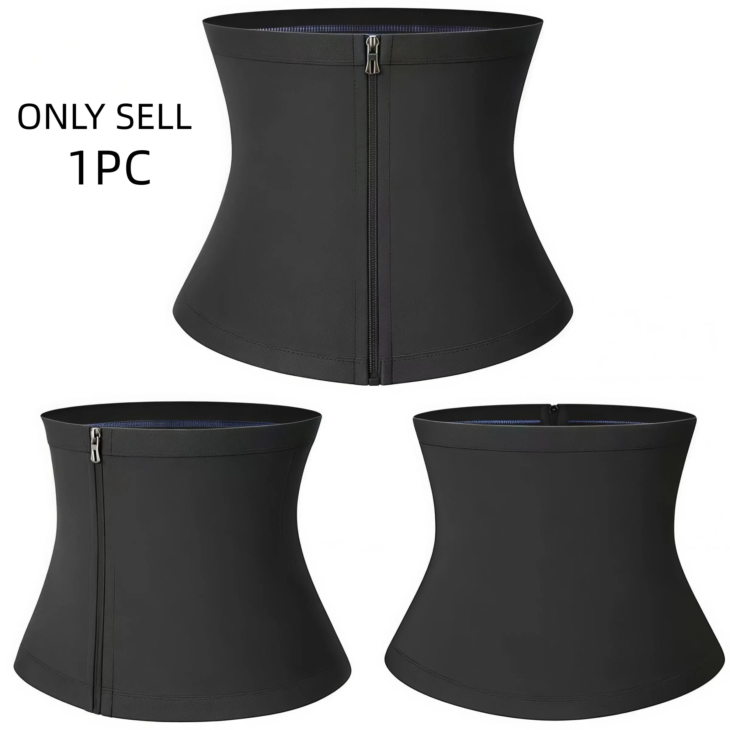 Waist Trainer Trimmer Zipper Sweat Belt Band for Men, Sauna Belt Suit Workout, Sporty Design, All Seasons, Plain Pattern, Fitness Waist Trainer, Compression Waist Cincher, Waist Training Belt