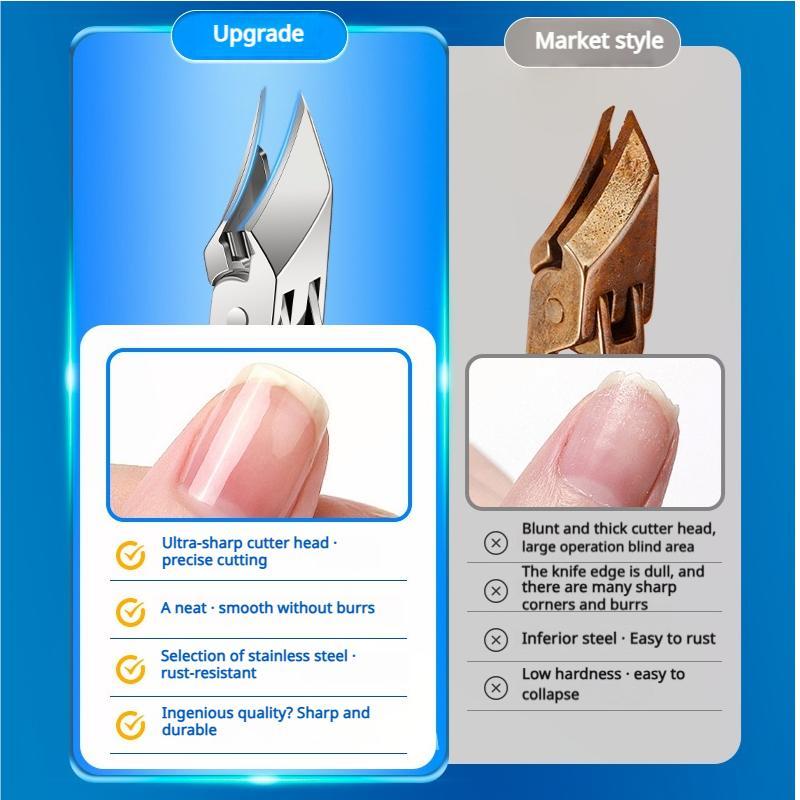 2026 Upgrade Anti-Splash Pointed Angled Nail Clippers - Professional Fingernail Toenail Cutter for Home Salon Manicure Pedicure Tools
