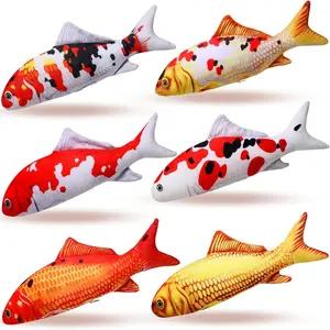 Barydat 6 Pcs 12 Inch Fish-Shaped Soft Cat Cushions Pillow Realistic Pet Carp Play Pillow for Cats Birthday Gift(Classic Style)