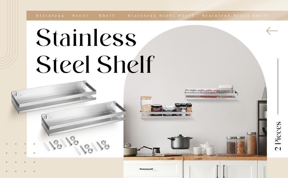 2 Pieces Stainless Shelf Shower Floating Shelves Wall Mounted Shower Basket Shelf Organizer Shelves for,, Living Room(15.75 Inch/ 40 cm,Black)