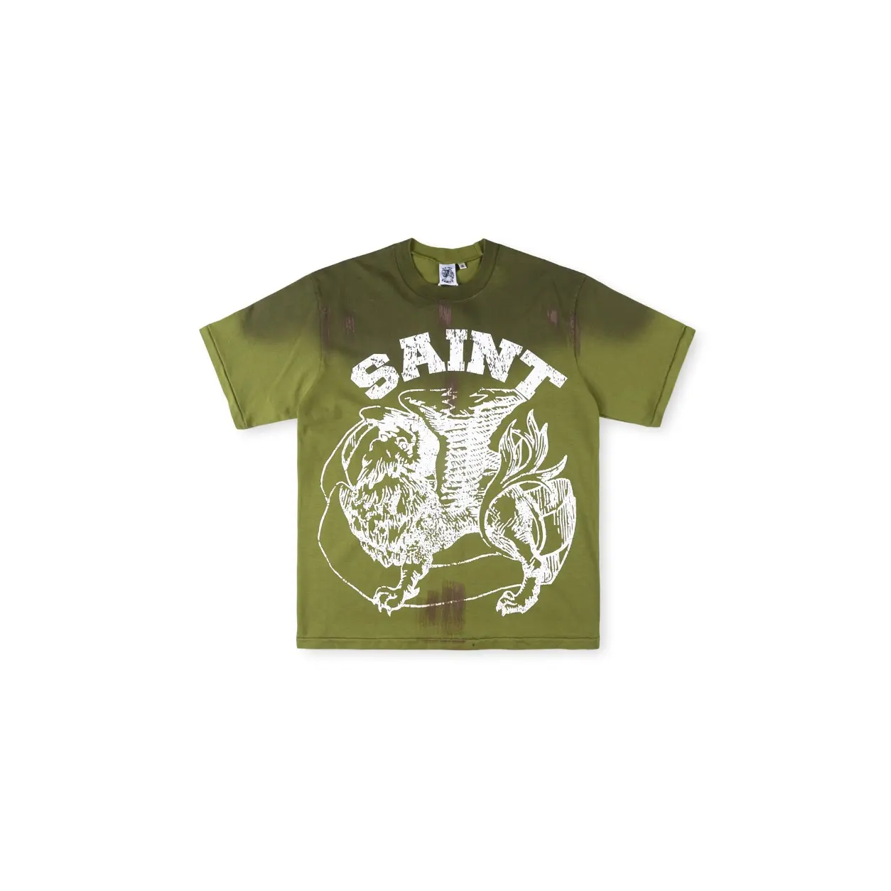 SAINT VANITY Cotton Graphic T-Shirt Men Women Oversized Vintage Washed Tee Y2K Streetwear Lion Print Crewneck Short Sleeve Casual Loose Fit Acid Wash Top