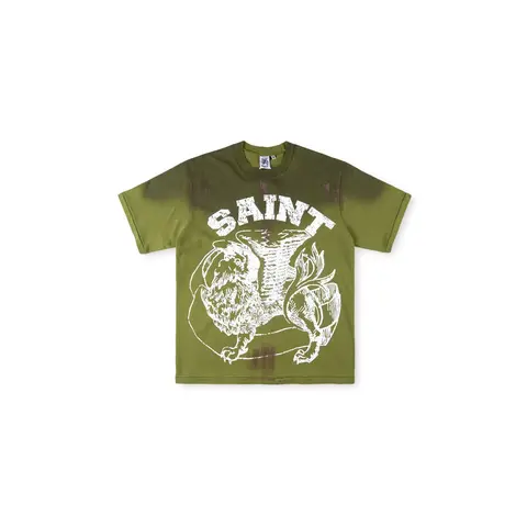 SAINT VANITY Cotton Graphic T-Shirt Men Women Oversized Vintage Washed Tee Y2K Streetwear Lion Print Crewneck Short Sleeve Casual Loose Fit Acid Wash Top
