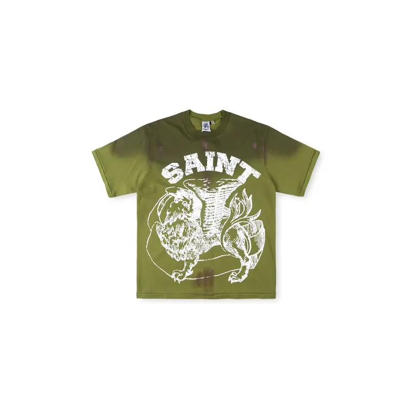 SAINT VANITY Cotton Graphic T-Shirt Men Women Oversized Vintage Washed Tee Y2K Streetwear Lion Print Crewneck Short Sleeve Casual Loose Fit Acid Wash Top