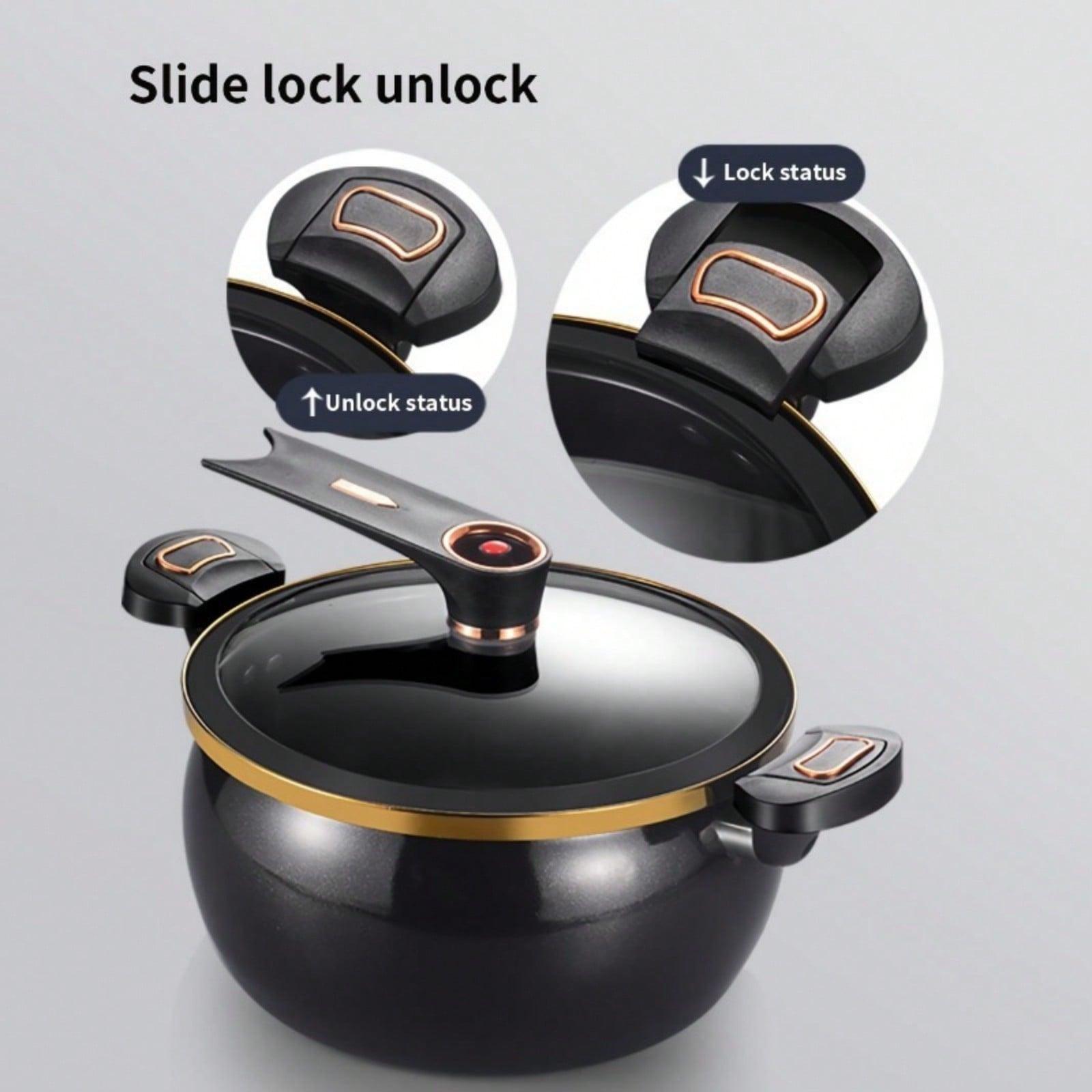 8.5L Large Nonstick Stockpot - Works with Induction & Gas Cooktops, Transparent Lid with Exhaust Valve, Easy to Clean