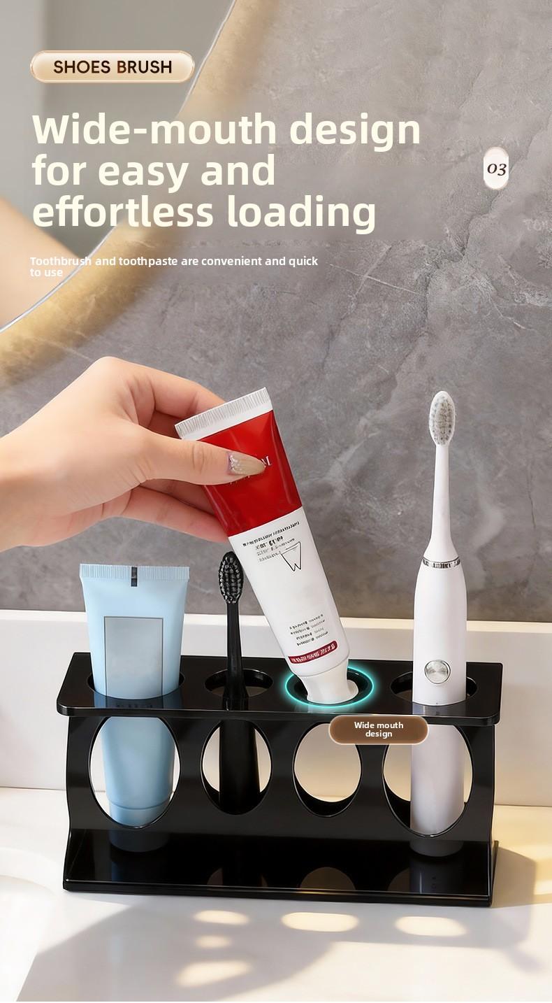 4-Slot Electric Toothbrush Holder, Modern Bathroom Countertop Organizer, Toothpaste Stand Storage Rack