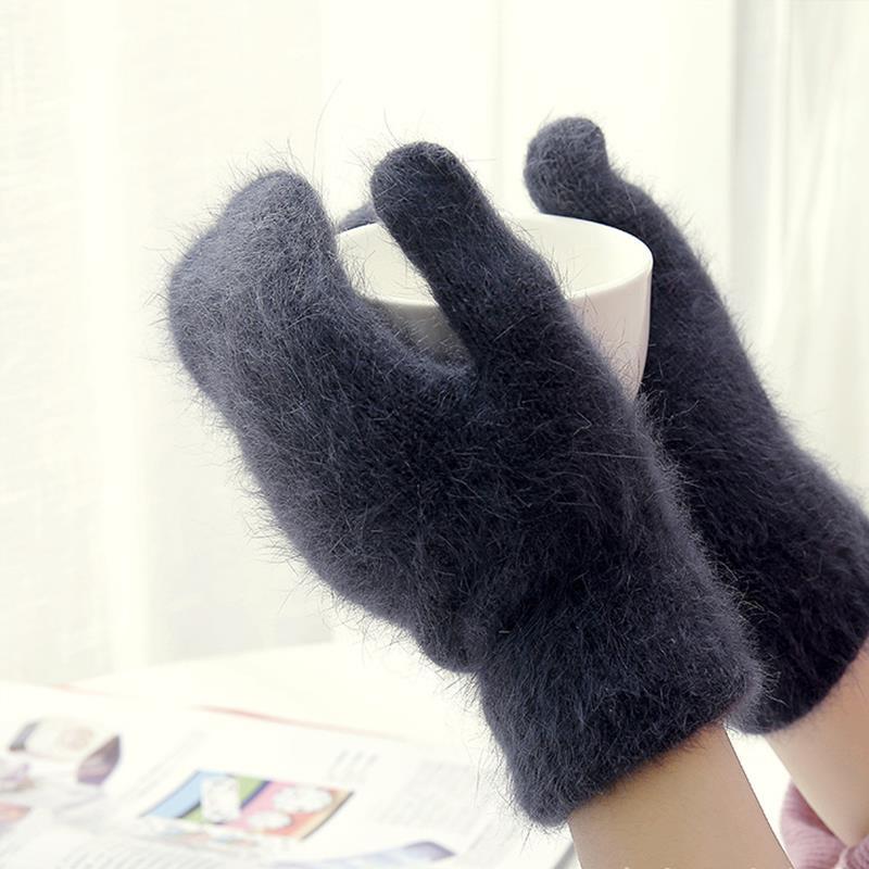 Women Winter Warm Cashmere Gloves Elastic Full Finger Mittens Soft ...