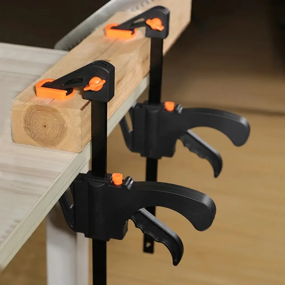 4 Inch Dual Purpose Quick Release Bar Clamp, Reversible F Wood Clamp Ratchet Hand Grip Clamping Tool, 2Pcs / 5Pcs Optional, Non-Slip Rubber Pads for Woodworking Assembly Gluing