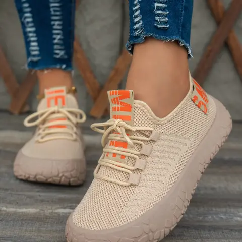 Summer Hollow Out Flyknit Women's Sports Shoes, Sporty Running Shoes, Running Style Shoes, Breathable Soft Sole Casual Running Shoes, Trendy Outdoor Leisure for Ladies