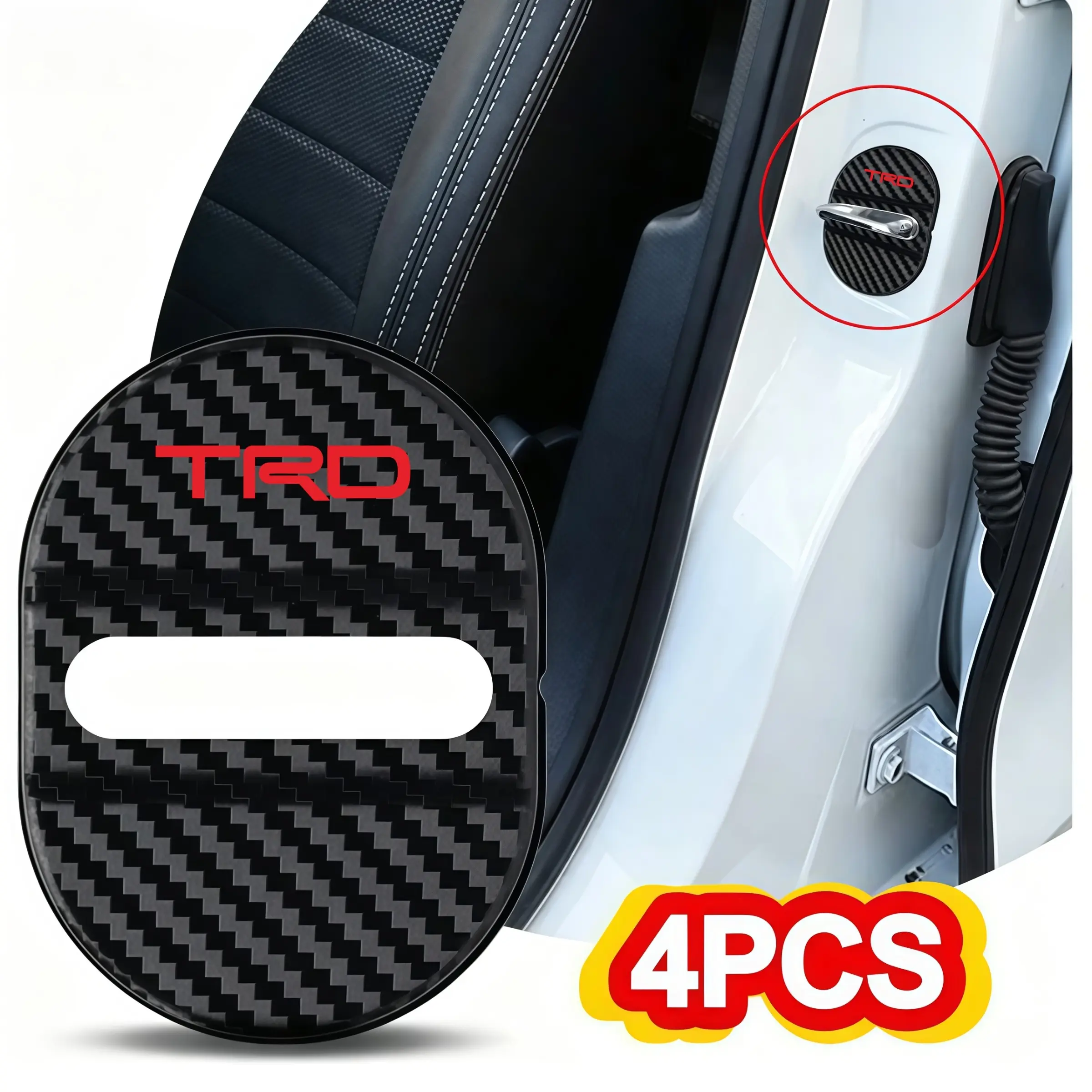 4pcs Car Door Lock Cover, Waterproof Rust-Proof Protector, Easy Installation, Protection, Durability, Universal Fit, Auto Emblem Styling Accessory for Trd Models, Car General Parts